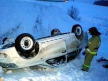 На 9-й день водительского стажа автоледи из Набережных Челнов опрокинулась в автомобиле