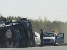 «Мерседес» ушел в кювет на автотрассе М-7