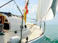 Парусное судно, следовавшее из Ярославля в Уфу, застряло в камышах в 35 км. от Набережных Челнов