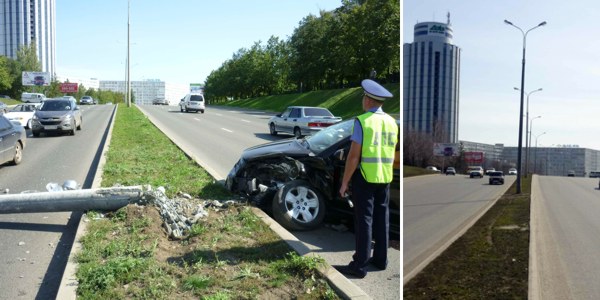 А опора освещения на проспекте Хасана Туфана, павшая в ДТП 29 августа 2012 года, так и "не вернулась из боя".