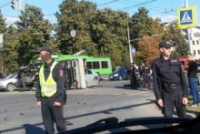 В Казани перевернулся грузовик, в кузове которого перевозились военнослужащие МВД
